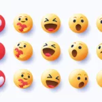 Verschillende kleurrijke emoticons van Facebook